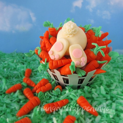 Easter cupcake recipe, modeling chocolate decorations, decorated, candy clay, fondant, bunny rabbit, carrots